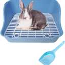 Hamiledyi Guinea Pig Potty Training Small Animal Litter Box Ferret Litter Box Bunny Plastic Square Cage Toilet with Grate(Blue)