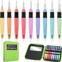 Chuangdi 9 Pieces Lighted Crochet Hooks with Case 9 Size LED Light Crochet Hooks Set Knitting Needles Craft Yarn Weaving Needles Comfortable Smooth Handle for Knitting, 2.5 mm-6.5 mm(Colorful)