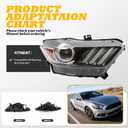 Passenger Side Xenon Headlight Compatible with Mustang 2015-2017 w/DRL Front Right FO2519124 Projector Headlamp