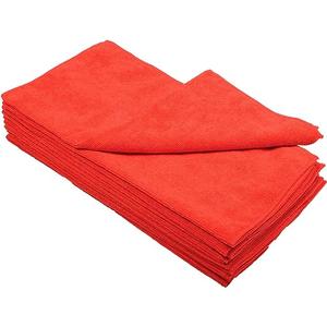 Global Industrial 16" x 16" 300 GSM Microfiber Cleaning Cloths, Red, 12 Cloths/Pack, for All Janitorial, Food Service and General Purpose Applications