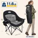 Coldbee Oversized Camping Chairs, Heavy Duty Padded, Thick Headrest, Black | Strap Opener, No assembly, Big & Tall adults, Folding lawn chairs, Convenient hook, Phone pocket, Patio, Beach, Picnic