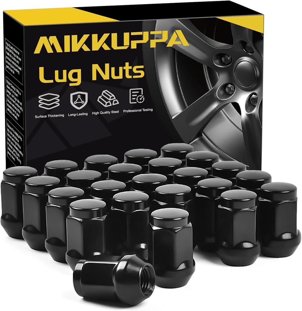 MIKKUPPA 24PCS M14x1.5 Lug Nuts - Black 1.4" 35mm Length, 0.87" (22mm) Wide Short Style Lug Nuts, Replacement for 1995-1999 Chevy Silverado 1500, 2010-2022 Camaro, 2010-2017 Equinox Aftermarket Wheel