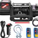 CXRCY 12V Electric Winch,20000LBS Load Capacity Synthetic Rope Towing Winches for Jeep Truck SUV,with Wired Handle and Wireless Remote