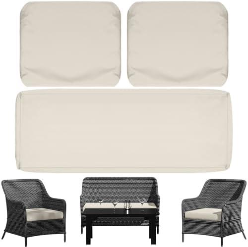 Cethytirko 3 Pack Outdoor Patio Seat Cushions Replacement Covers Fit for 4 Pieces 4-Seater Wicker Rattan Patio Conversation Set Loveseat Chair Couch