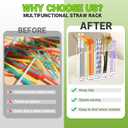 2 x Acrylic Straw Holder for Cabinet Door,Straw Holder Dispenser With 8pcs Double Sided Adhesive Tape,Cabinet Straw Holders Organizer for Counter,Straws Organizer Storage for Kitchen Cupboard(Transparent)