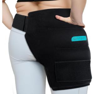 Comfytemp Large Hip Ice Pack Wrap for Sciatica, Hip Replacement, Reusable Gel Ice Packs for Injuries, Fracture, Pain Relief, Cold Compress Hip Brace Physical Therapy Recovery (L/XL) - Black