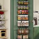 Over The Door Organizer8-Tier Over The Door Pantry Organizer with Adjustable Baskets Metal Hanging Pantry Organizers and Storage for Kitchen, Back of Door Seasoning Rack (Black)