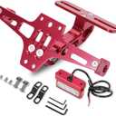 MDPROMCP Universal Motorcycle Fender Eliminator With LED Light CNC Aluminum License Plate Bracket (Red)