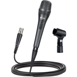 CAROL AC-910S XLR Wired Vocal Microphone  Dynamic Cardioid Mic with AHNC Dual-Engine Noise Cancelling Tech for Singing, Karaoke, Stage & Studio, Includes Mic Clip, 14.8ft XLR Cable & On/Off Switch (Gray)