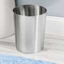 Mdesign Round Metal Small 1.7 Gallon Recycle Trash Can Wastebasket, Garbage Container Bin for Bathrooms, Kitchen, Bedroom, Home Office - Durable Stainless Steel - Mirri Collection - Polished