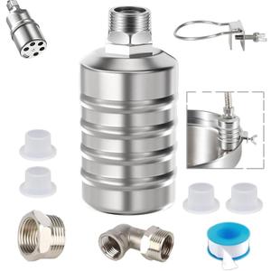 Auto Water Level Control Float Valve 1/2" 3/4" - 304 Stainless Steel, No Pump Needed for Water Tanks, Fish Ponds, Livestock Troughs, Hydroponics, Pool(1 Pack Short)