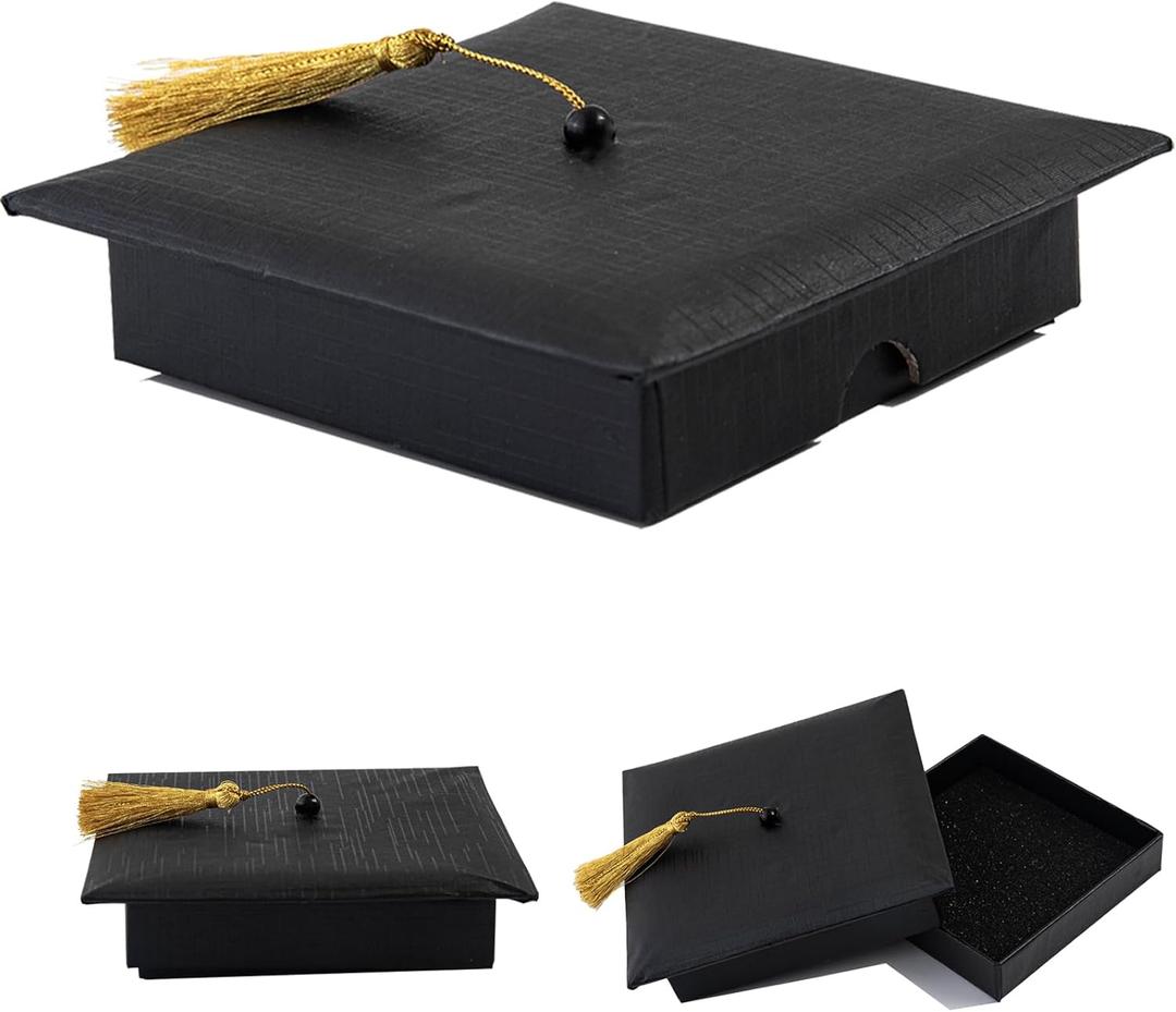 APLUSWER Graduation Gift Box with Tassel Class of 2026 COLOR Graduation Cap Box Gift Wrapping Grad Keepsake Memory Decor for College Graduate High School Party Favor Supply (Black)