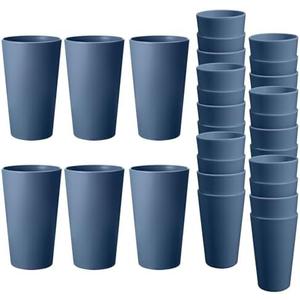 HEYCOME 8 Pcs Unbreakable Plastic Cups Set, 20 oz Reusable Plastic Cups, Stackable Water Tumblers, Drinking Cup for Kitchen, Outdoor, BPA-free, Dishwasher Refrigerator and Microwave Safe, Dark Blue