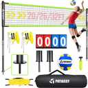 Portable Volleyball Net Set for Backyard & Beach, Adjustable Width (32/26/20FT) & Height, Anti-Sag Tension Design, Metal Stakes for Outdoor Stability, PU Volleyball with Pump, Scoreboard and Carry Bag