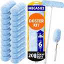 6 ft Extendable Duster Handle with 20 Refills, Compatible with Swiffer, Disposable Microfiber Dusting Pads for Home Cleaning, Ceiling, Fan, Window, Hard-to-Reach Areas (20 Count+ 1 Extended Handle)