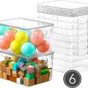 6 Pack Clear Storage Bins with Lids, 7 Quart Stackable Storage Boxes for Storage and Organization, Plastic Storage Containers with Lids, Plastic Bins with Handles for Office, Bedroom, Study Room