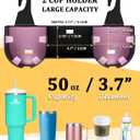 Car Headrest Backseat Cup Holder 3.7" with Organizer, High Capacity 4 in 1 Seat Back Organizer with Headrest Hooks, Multifunctional Storage for Car Travel Accessories Compatible with Most Vehicles