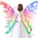 Electric Fairy Wings for Girls, Light Up Moving Butterfly Wings with LED Lights and Music, Toy for Kids as Halloween Valentine Birthday Christmas Party Costume Princess Cosplay Dress Up Gift (Multicolored)