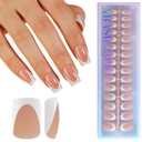 Misssix XBASICTIPS Deep French Gel Nail Tips, 150Pcs Soft Gel French Tip Press on Nails Brown, Short Square Pre-shaped False Nails, No Need to File Fake Nails for Nail Art DIY