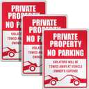 3 Pieces No Parking Sign, 14 x 10 Inches Reflective Private Property Sign Violators Will Be Towed, Rust Free Aluminum, UV Protected, Weather Resistant, Waterproof, Durable Ink, Easy To Mount