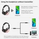 Bluetooth Wireless Over Ear Light Weight Headphone with Low Latency USB Transmitter for TV,PC,3.5mm Audio Device, Stereo Wireless Headset Built-in Microphone for Cell Phone (Rose Gold)