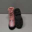 Tobfis Kids Girls Fashion Shiny Combat Work Boots Side Zipper Ankle Boots(Toddler/Little Kid/Big Kid) (Pink)