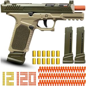 Automatic Shell Ejecting Toy Gun Pistol, Soft Bullet Toy Gun for Boys, Education Model Realistic Toy Pistol Shooting Game Toys Gifts Christmas Birthday for Kids 8+ (Khaki)