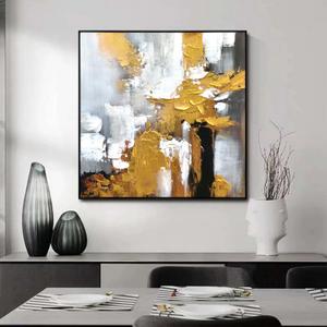 Large 3D Textured Black and White Abstract Wall Art for Hallway,Hand Painted Luxury Gold & Black Oil Painting for Office, Framed Modern Abstract Wall Decor for Living Room Ready to Hang 40x40 Inches