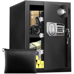 2.5 Cu Ft Safe Box for Home Documents -Steel Electronic Digital Safety Box Personal Security Lock Box with LED Sensor Light External Power Compartment for Office Money Jewelry Valuables