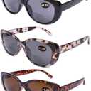 DOOViC Bifocal Sun Readers for Women and Men Stylish Reading Glasses Cat Eye Frame Reading Sunglasses 1.5