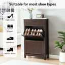 2 Flip Drawers Shoe Cabinet Storage for Entryway, Narrow Hidden Shoes Organizer for Front Door Entrance, Free Standing Shoes Cabinet Wooden Hallway Shoe Rack(Brown), Medium