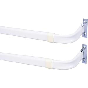 Blu-Pier Tech Heavy Duty Single Rod Standard White 28"-48" Adjustable Curtain Rod Hardware Included (Pack of 2)