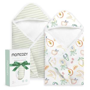 Momcozy Baby Towel with Hooded - Ultra Soft & Absorbent Large Bath Towel Set for Comfort & Gentle on Baby's Skin - Shower Gift & Bath Essential & Baby Registry Search for Newborn,Infant,Toddler,Kids (Wondrous Green Orchard)