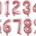 TONIFUL Balloons 16 Inch Rose Gold 0-9 Number Mylar Foil Balloons 10 Pcs Custom digitalal Balloons for 2026 New Year Eve Birthday Party Engagement Graduations Anniversary Baby Shower