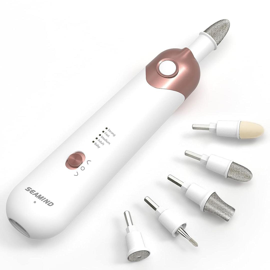 Electric Manicure Pedicure Kit, Electric Nail File for Natural Nails,Nail Grinder for Thick Nails, Hand & Foot File Trimmer Buffer Tools (White)
