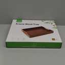 Joy&Grace Ottoman Tray for Living Room, Large Acacia Wooden Serving Tray with Handles for Coffee Table, Breakfast in Bed, Food Dinner, Decorative Tray (Color Brown, 16.7" x 12.8" x 2")