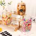 mwellewm 4 Pcs Candy Jars With Lids&Spoons 1/2 Gallon Clear Plastic Cookie Container Large Airtight Apothecary Storage Organization Hard Snack Buffet Canister for Wedding Home Kitchen Bar Decoration, 64 Oz