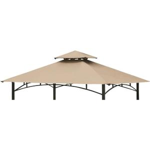 Grill Gazebo Replacement Canopy Top Cover 58 Double Tiered BBQ Roof ONLY FIT for Gazebo Model L-GG001PST-F (Beige)