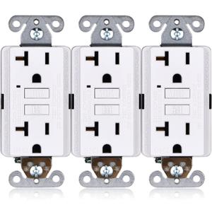 GFCI Outlet 20 Amp [3-Pack], ETL Listed, Non-Tamper-Resistant GFI Duplex Receptacles with LED Indicator, Self-Test Ground Fault Circuit Interrupter, White, 3 Piece