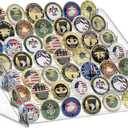 Military Challenge Coin Holder Display Stand 7 Layer Large Capacity Acrylic Military Challenge Coin Rack-Holds 49 Coins, Army Collectible Coins Holder Display for Collectors Military Enthusiasts Veterans