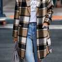 PRETTYGARDEN Women Plaid Shacket Jacket Trendy Fall Casual Button Wool Blend Tartan Trench Coat Winter Clothing with Pockets
