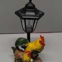 Solar Rooster Decor Outdoor, Chicken Figurines Decorations with Lantern for Outside Patio Yard Backyard Gifts for Mother's Day Birthday Housewarming