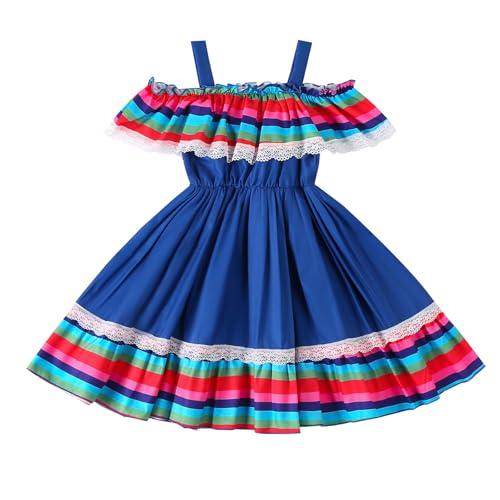 Toddler Baby Girls Mexican Dress Cinco de Mayo Dress Mexican Traditional Ethnic Dress Blue 18-24 Months