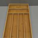 Bamboo Silverware Organizer, Bamboo Kitchen Drawer Cutlery Organizer, Utensil Holder, Flatware Organizer Tray (15.8"x9.5"x1.6")