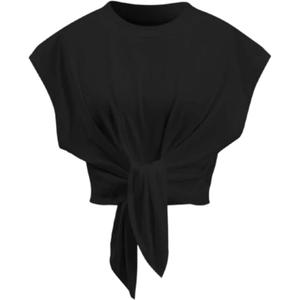 Tops for Women Cap Sleeve Tie Front Solid Ruched T-Shirt Tops 2025 Summer Crew Neck Tee Shirts Blouse, Medium
