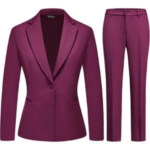 Women's Business Suits for Work Professional 2 Piece Slim Fit Outfits Pants Suit for Women, XL