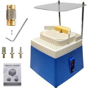 Upgraded Versatile Stained Glass Grinder Machine, Portable 4200rpm Glass Art DIY Making Tool with Stackable Dual-Layer Workbench and 4-Sizes Replaceable Diamond Grinding Bits, 110V 65W Blue