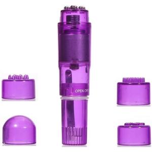 Small Mini Massager Portable Pen for Body Face, Neck, Head,Back Massage with 4 Heads (1PK Purple)