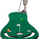 KOFULL Putting Green Mats Set - Indoor/Outdoor Golf Putting Practice with Adjustable Putter, 2 Balls, Training Aid Cup & Flags