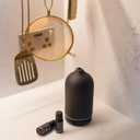 Black Stone Essential Oil Diffuser Ceramic Aromatherapy Diffuser with Ultrasonic Mist, LED Ambient Light & Auto Shut-Off for Home, Bedroom, Office